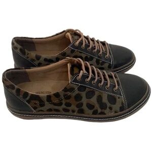 L’atiste Libbie Spring Step Leather Leopard Fur Sneakers Size EU 39